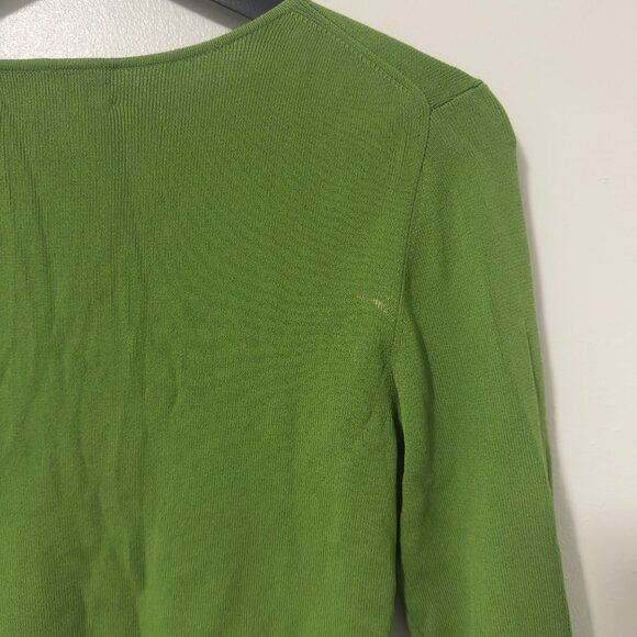 Women’s Pointelle Ring-Front Sweater Top green Size M - Picture 4 of 5
